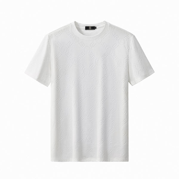 ETS01-Embossed Monogram Tee – El Baron-WHITE