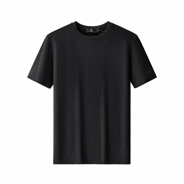 ETS03-Embossed Diamond Monogram Tee – El Baron-BLACK