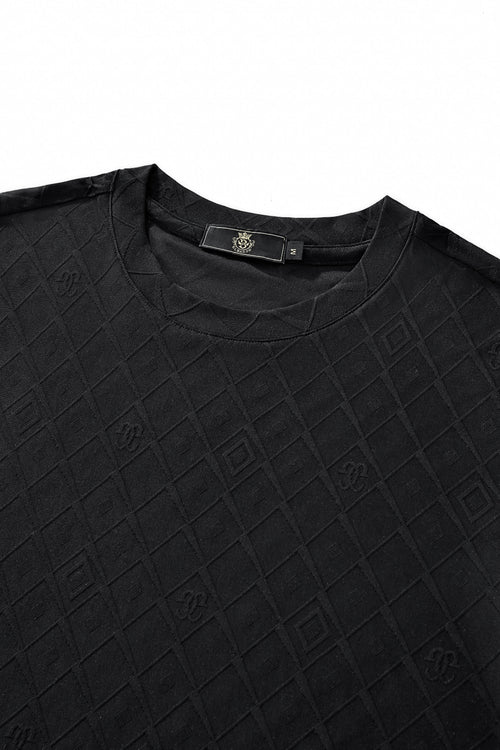 ETS03-Embossed Diamond Monogram Tee – El Baron-BLACK – view 2