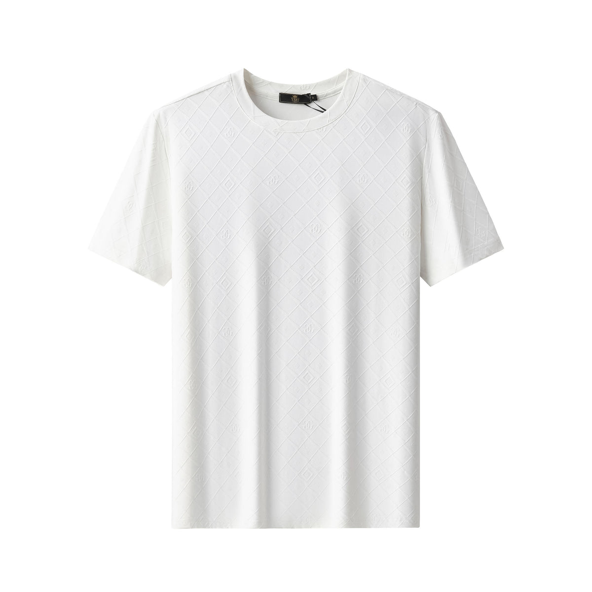 ETS03-Embossed Diamond Monogram Tee – El Baron-WHITE – BAROCCO wholesale t-shirts