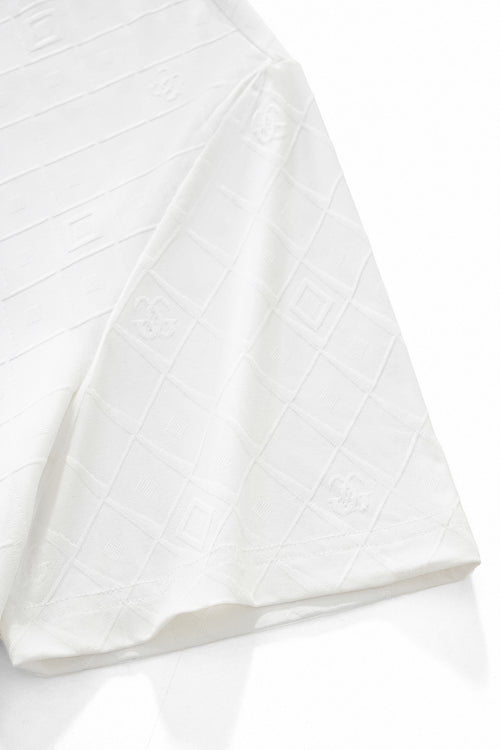 ETS03-Embossed Diamond Monogram Tee – El Baron-WHITE – view 4