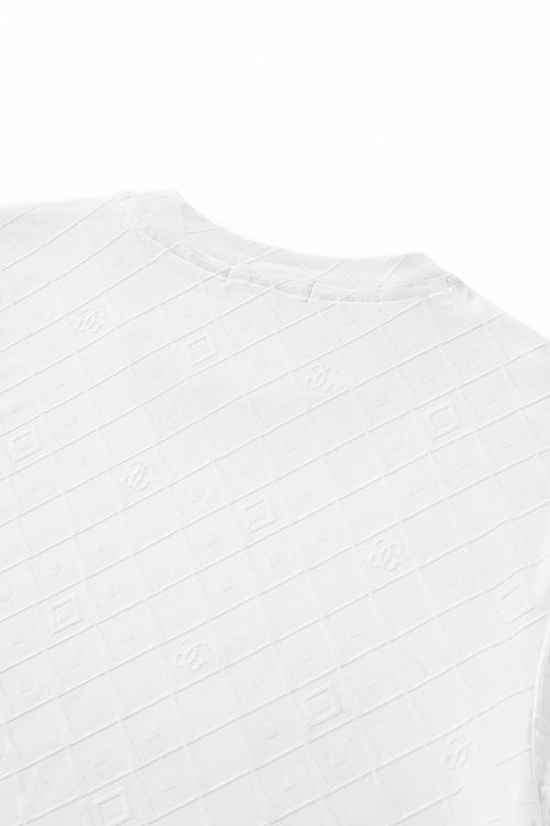 ETS03-Embossed Diamond Monogram Tee – El Baron-WHITE – view 6