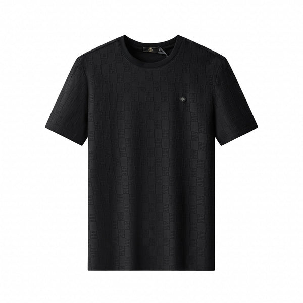 ETS04-Embossed Greek Key Texture Tee – El Baron-BLACK
