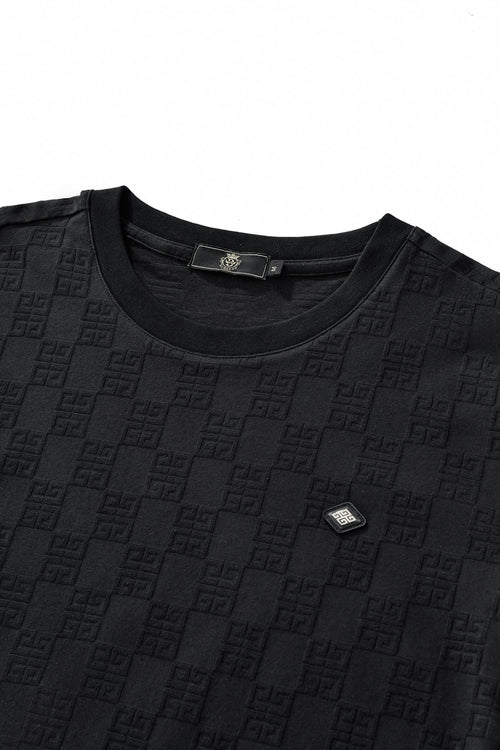 ETS04-Embossed Greek Key Texture Tee – El Baron-BLACK – view 2