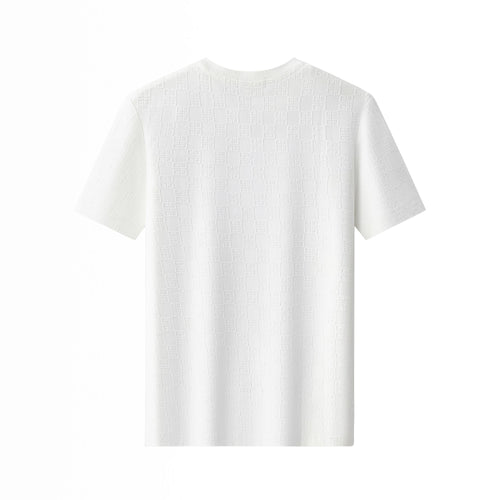 ETS04-Embossed Greek Key Texture Tee – El Baron-WHITE – view 1
