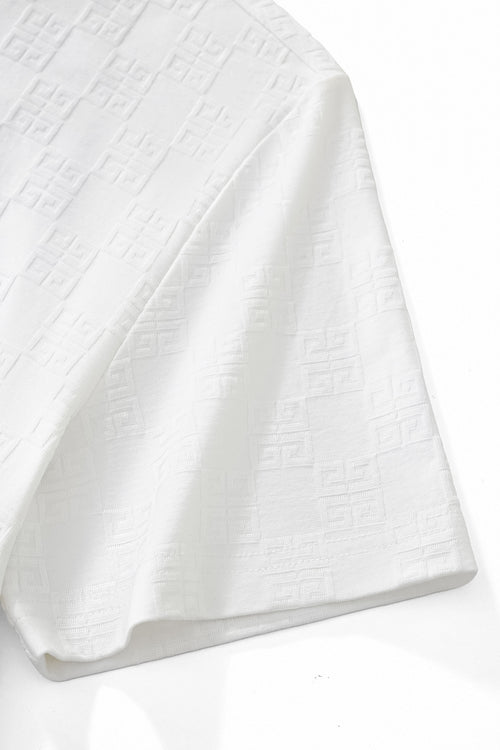 ETS04-Embossed Greek Key Texture Tee – El Baron-WHITE – view 4