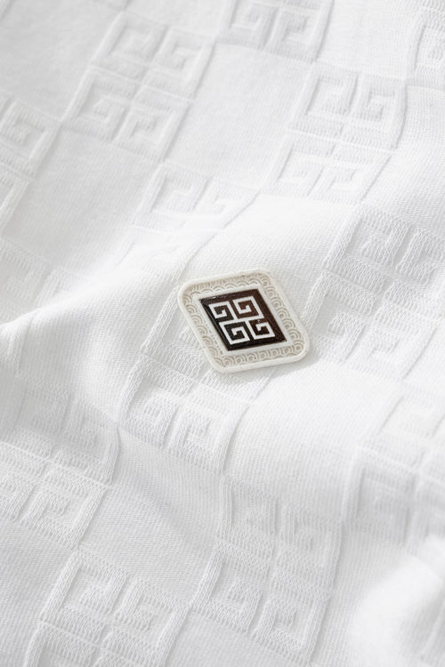 ETS04-Embossed Greek Key Texture Tee – El Baron-WHITE – view 5