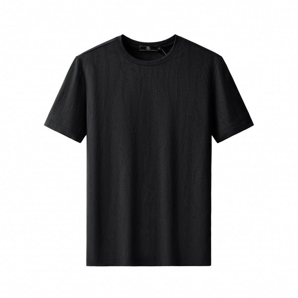 ETS05-Embossed Diamond Texture Tee – El Baron-BLACK