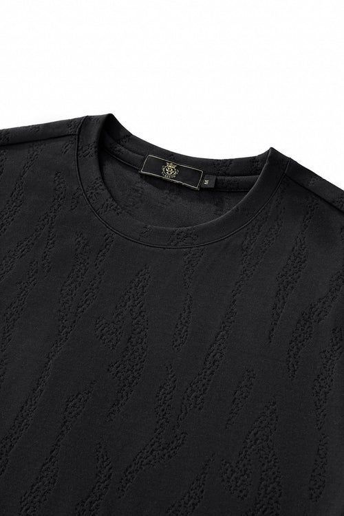 ETS05-Embossed Diamond Texture Tee – El Baron-BLACK – view 2