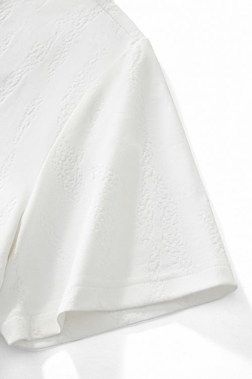 ETS05-Embossed Diamond Texture Tee – El Baron-WHITE – view 4