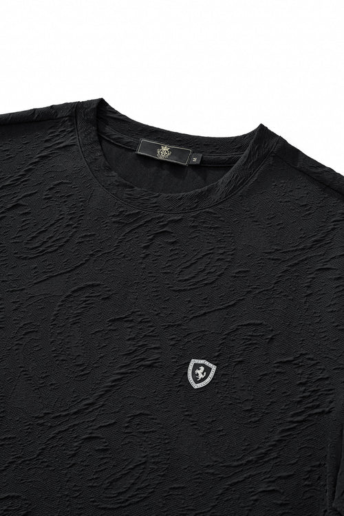 ETS07-Textured Wave Cotton Tee – El Baron-BLACK – view 2