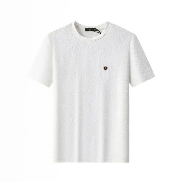ETS07-Textured Wave Cotton Tee – El Baron-WHITE