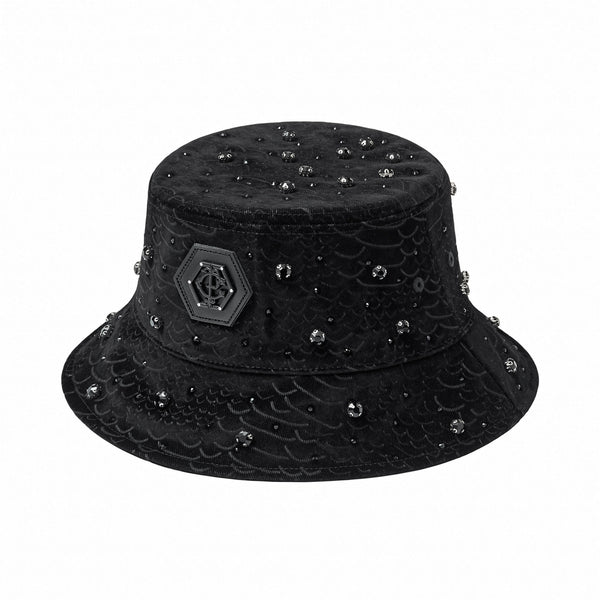 HAT420 - Midnight Serpent Rhinestone Hat-BLACK