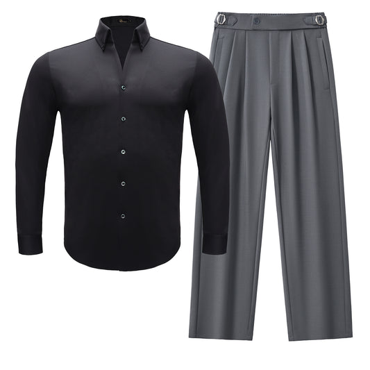 Noir Essence + Wellington Side-Tab Trousers SET - BLACK/GREY