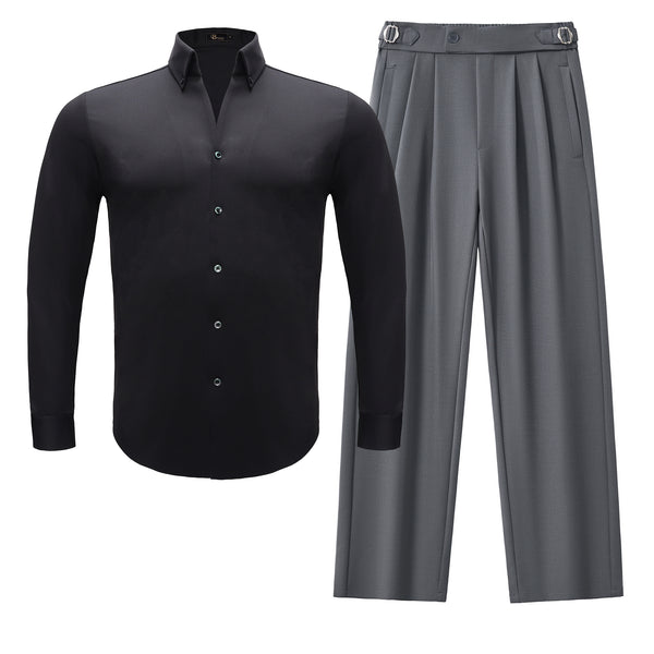 Conjunto Noir Essence + Pantalón Wellington con trabillas laterales - NEGRO/GRIS