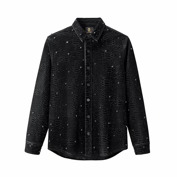 Chaqueta de serpiente de medianoche con diamantes de imitación - NEGRO