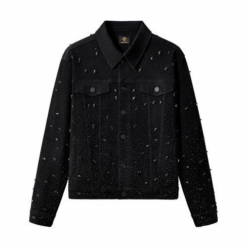 Chaqueta vaquera con tachuelas Celestial – Century Penthouse - NEGRO