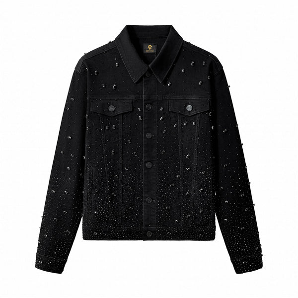 Chaqueta vaquera con tachuelas Celestial – Century Penthouse - NEGRO