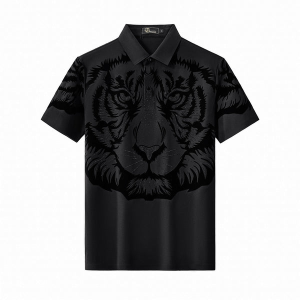 PS316-Tiger’s Wrath Embellished Polo-BLACK
