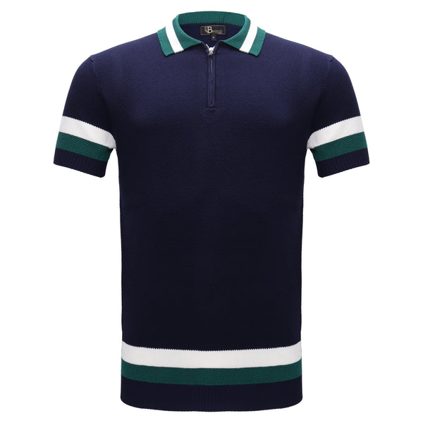 Polo de punto a rayas Heritage - AZUL MARINO