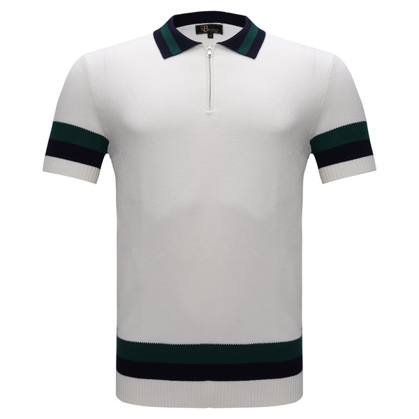 Polo de punto a rayas Heritage - BLANCO
