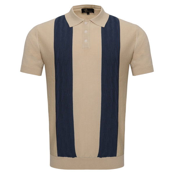 Polo de punto de inspiración retro para hombre - IVO/AZUL MARINO