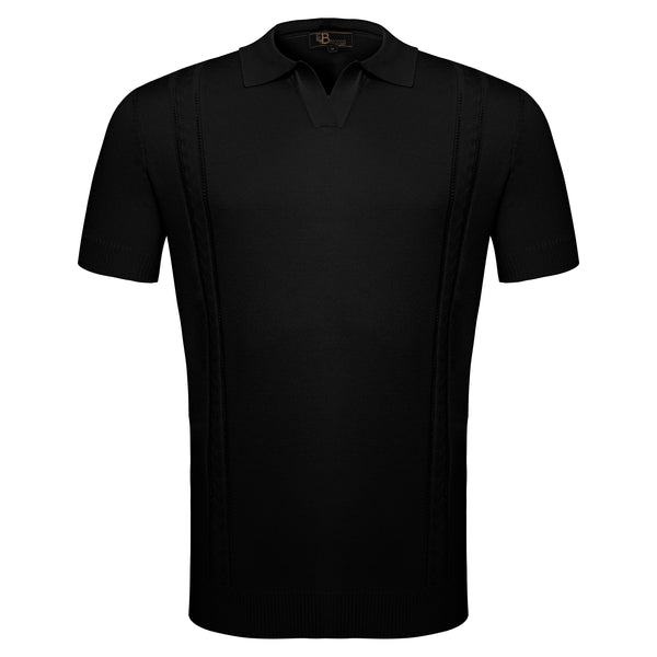 Polo de punto de lujo - NEGRO