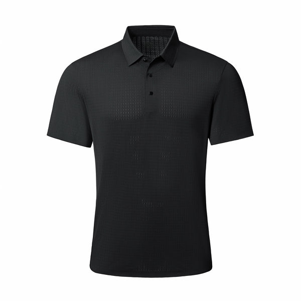 PS705 - Grid Texture Stitchless Polo-BLACK