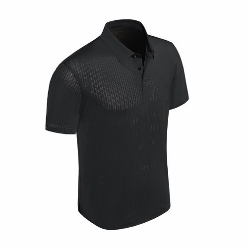 PS705 - Grid Texture Stitchless Polo-BLACK – view 1