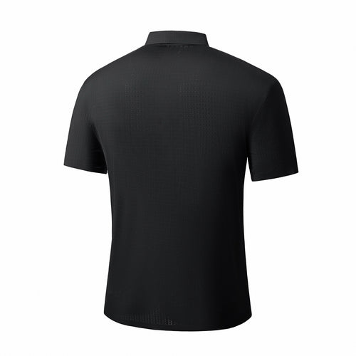 PS705 - Grid Texture Stitchless Polo-BLACK – view 2