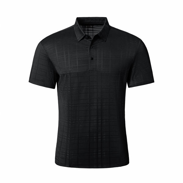 PS707 - Shadow Plaid Stitchless Polo-BLACK