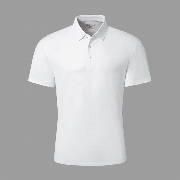 PS707 - Shadow Plaid Stitchless Polo-WHITE