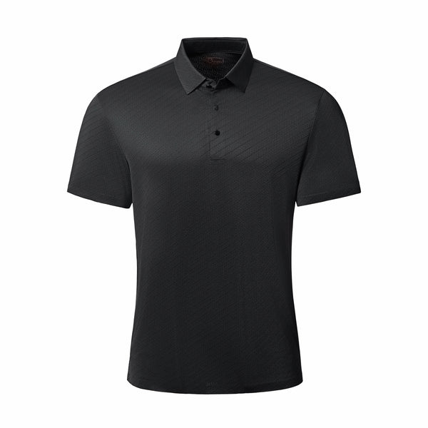 PS708 - Diagonal Texture Stitchless Polo-BLACK