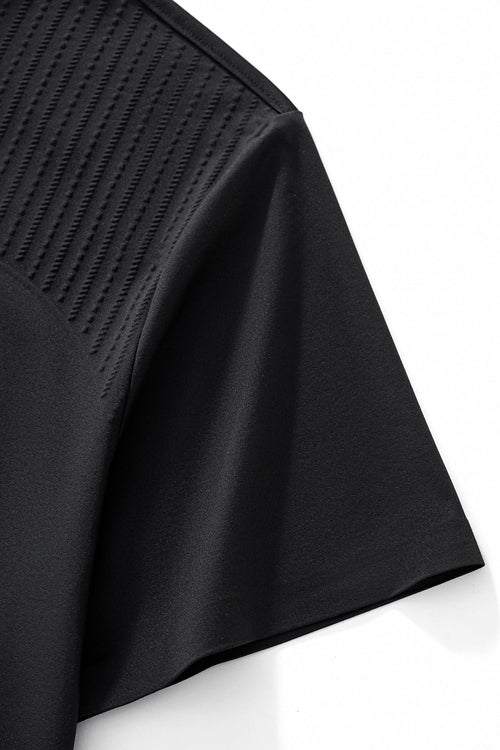 PS814-Seamless Linear Texture Polo-BLACK – view 4