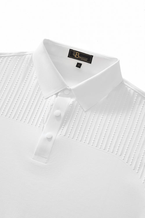 PS814-Seamless Linear Texture Polo-WHITE – view 2