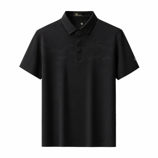 PS815-Seamless Horizon Texture Polo-BLACK
