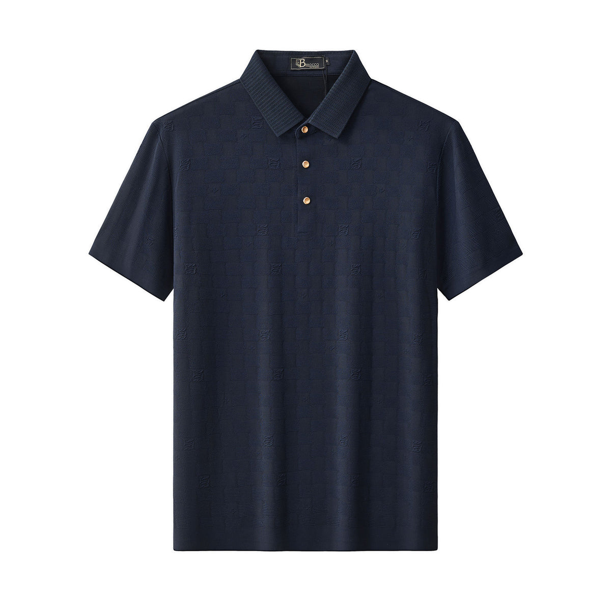PS817-Seamless Check Texture Polo-NAVY – BAROCCO wholesale polo shirts