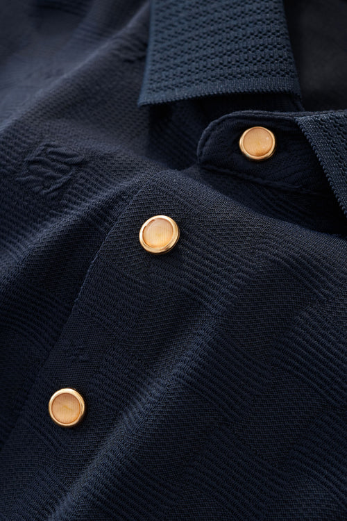 PS817-Seamless Check Texture Polo-NAVY – view 6