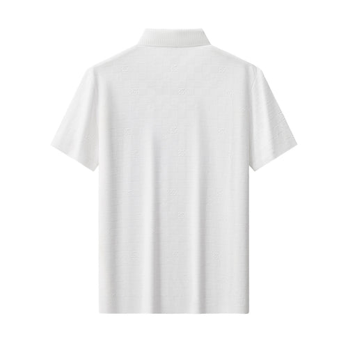 PS817-Seamless Check Texture Polo-WHITE – view 1