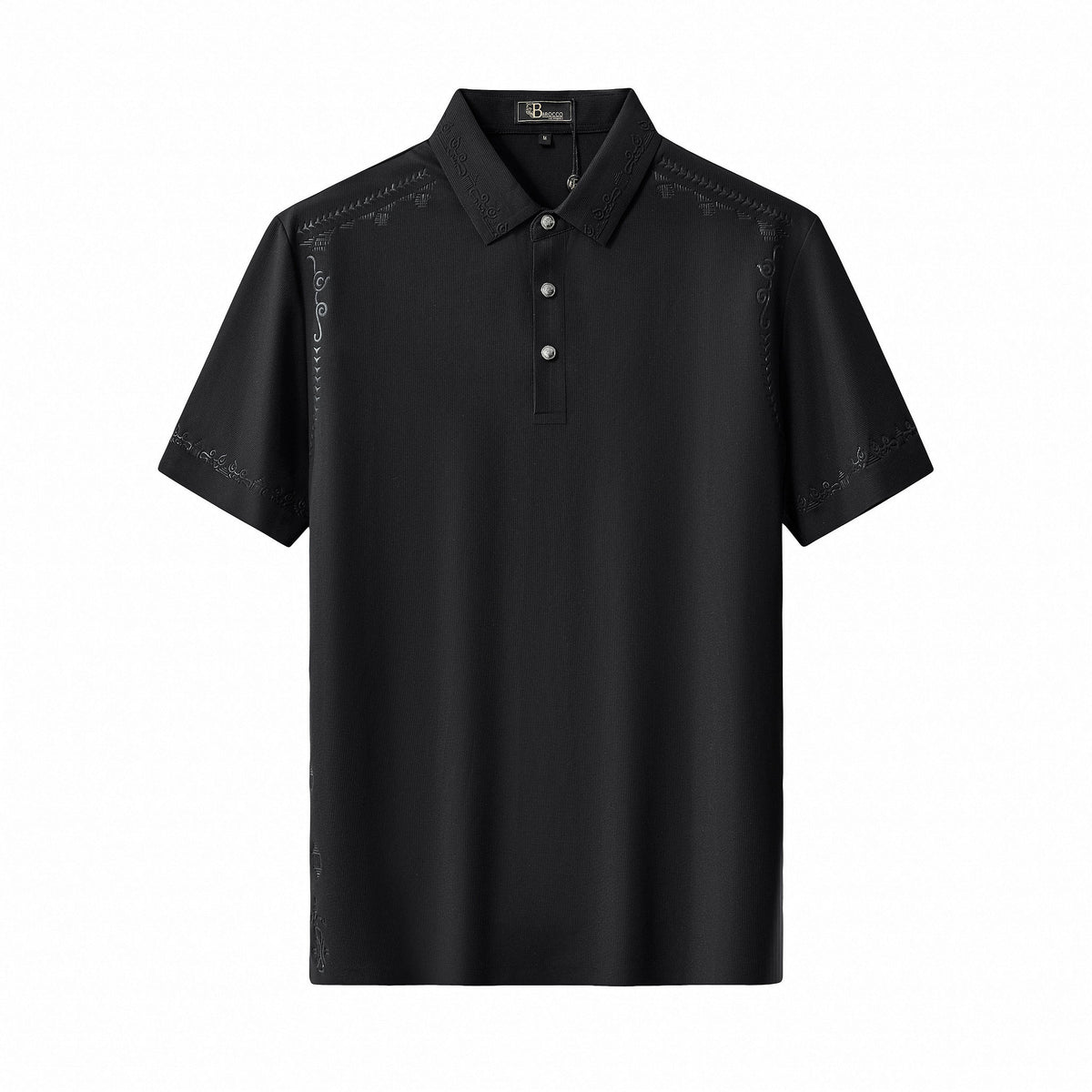 Polo con ribete ornamentado - NEGRO – BAROCCO wholesale polo shirts
