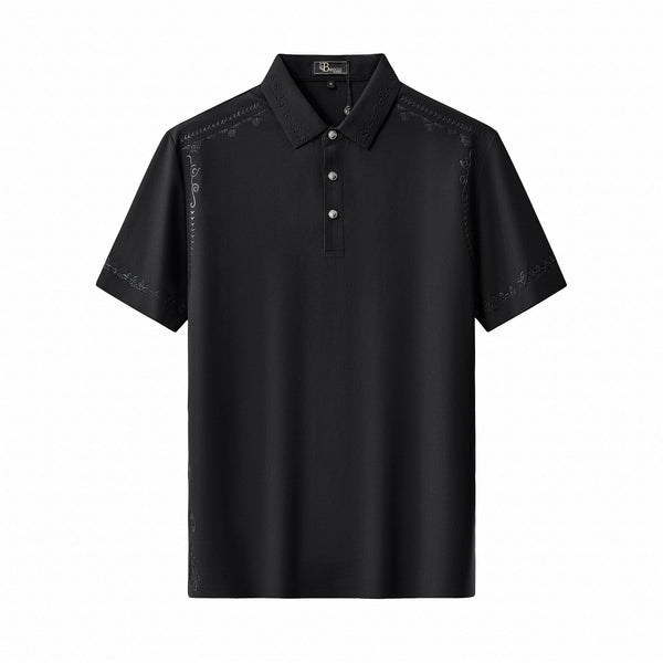Polo con ribete ornamentado - NEGRO