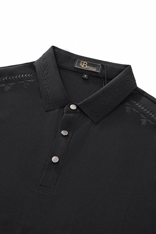 Polo con ribete ornamentado - NEGRO – view 3