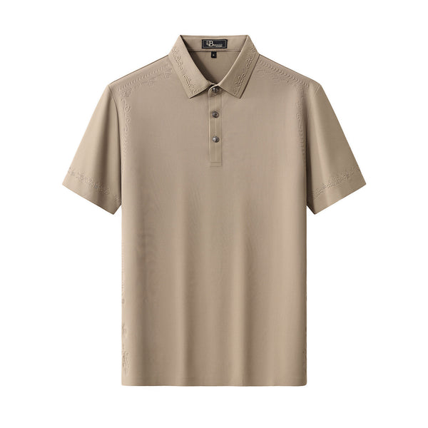 PS923 - Ornate Trim Polo-KHAKI