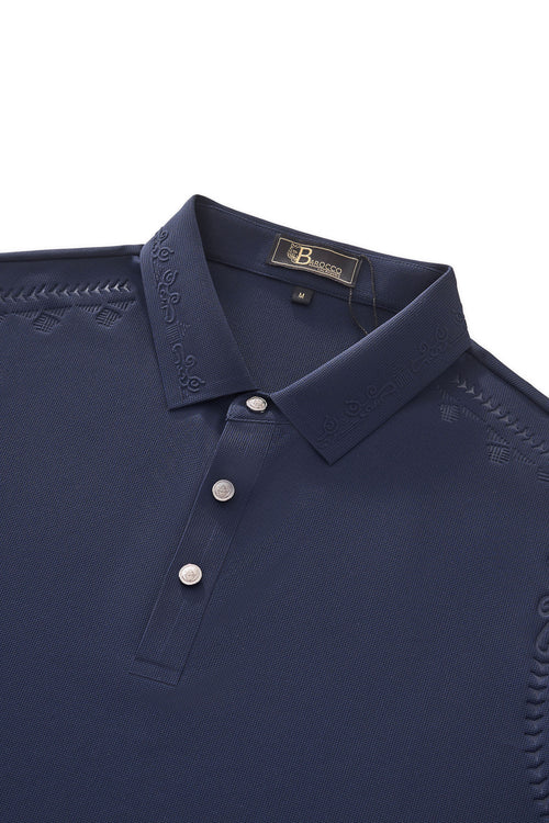 PS923 - Ornate Trim Polo-NAVY – view 3