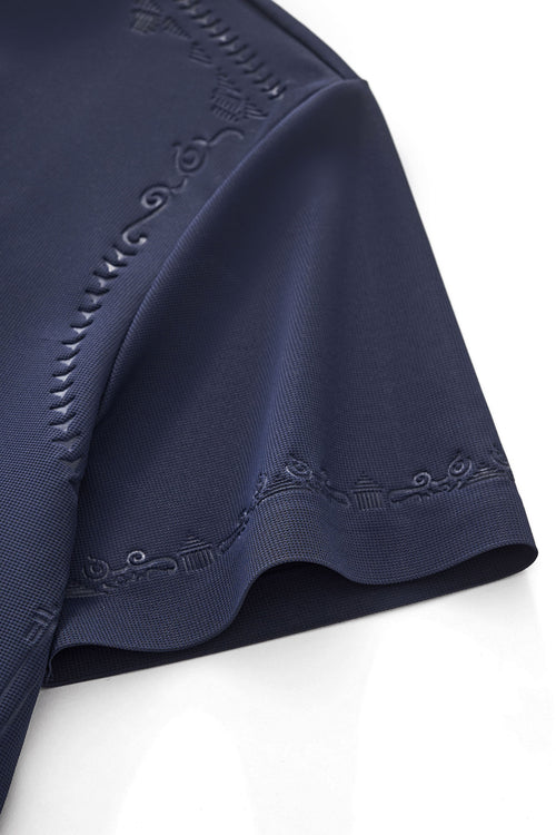 PS923 - Ornate Trim Polo-NAVY – view 5