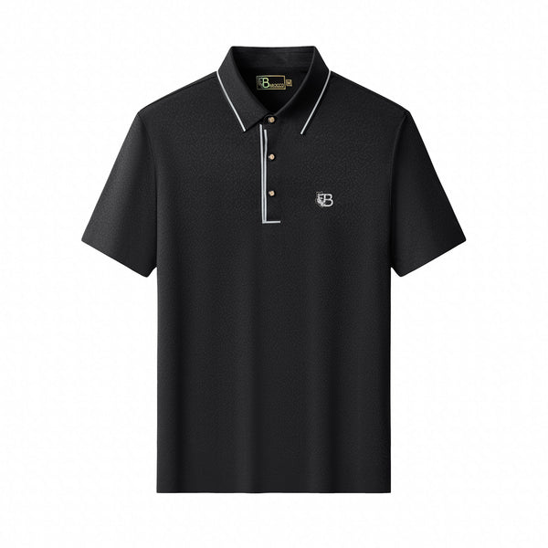PSL2000-Seamless Mosaic Texture Polo-BLACK