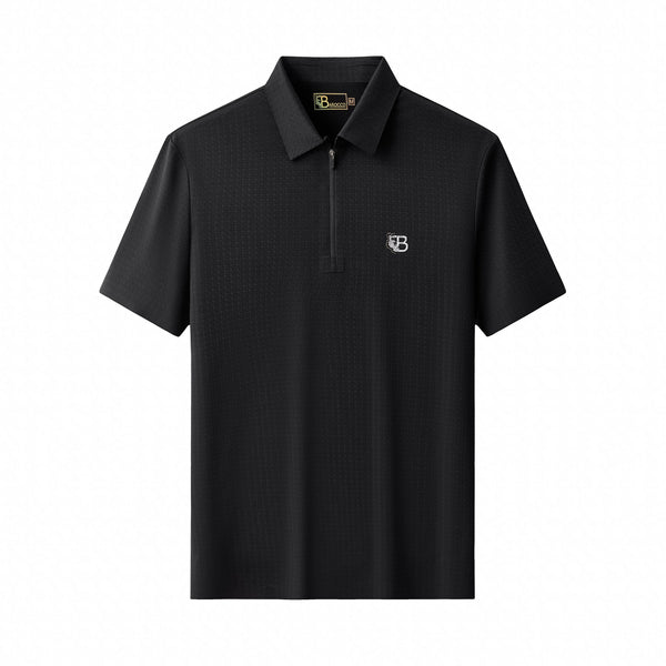 PSL2001-Seamless Horizon Zip Polo-BLACK