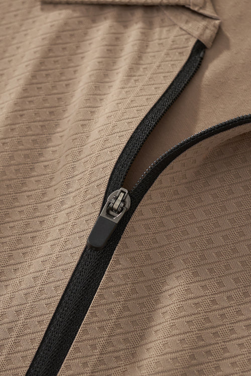 PSL2001-Seamless Horizon Zip Polo-KHAKI – view 6
