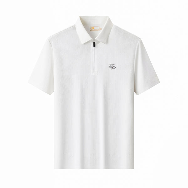 PSL2001-Seamless Horizon Zip Polo-WHITE