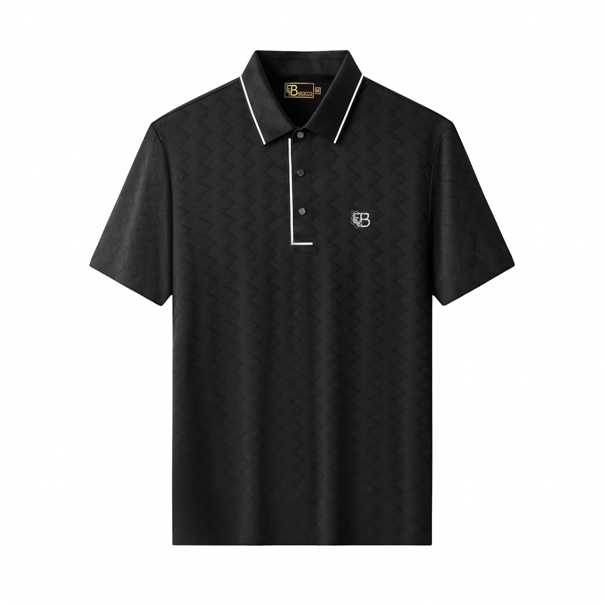 PSL2002-Seamless Chevron Texture Polo-BLACK – BAROCCO wholesale polo shirts
